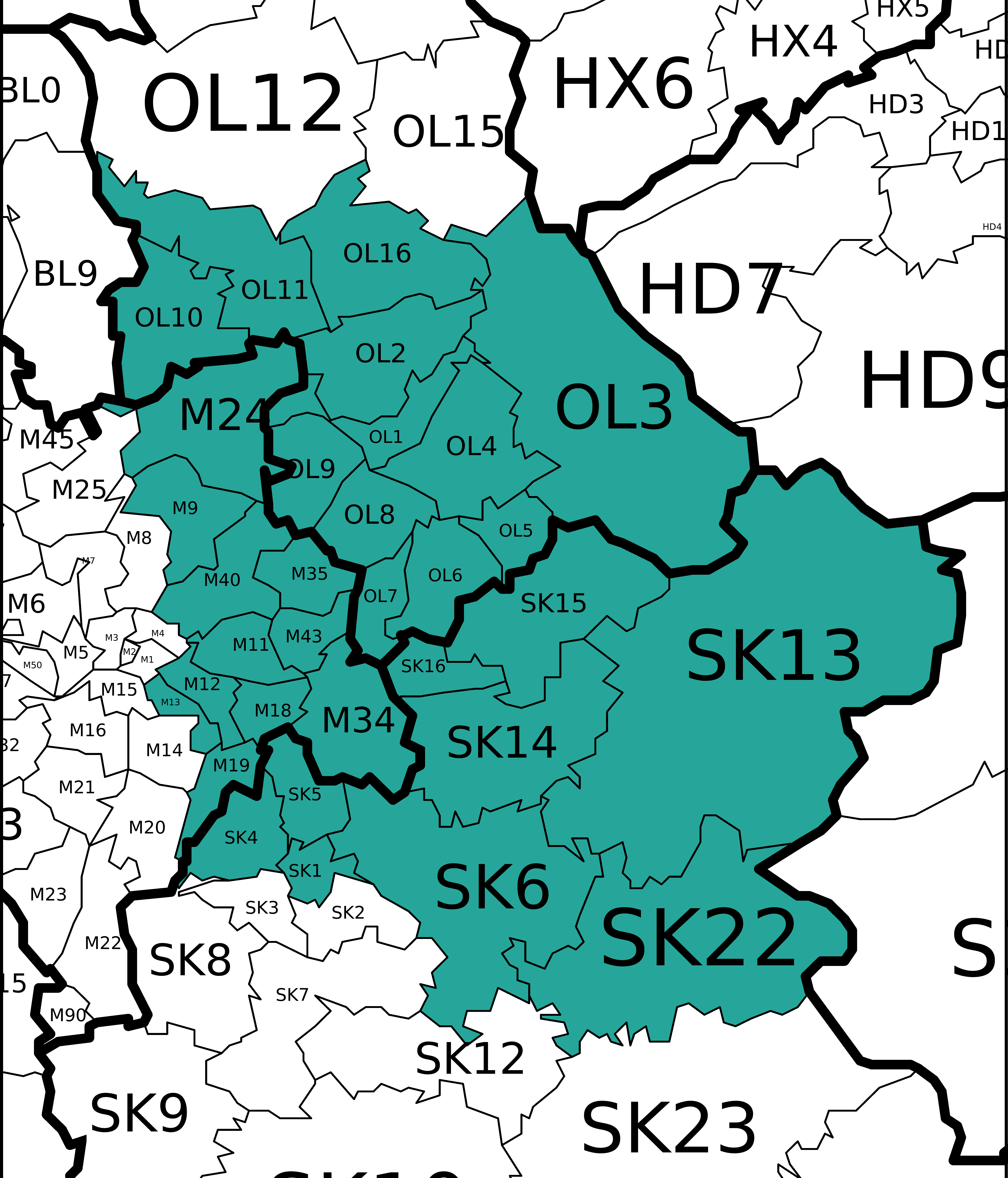 Gutter cleaning coverage area — Oldham, Tameside, Stockport and surrounding postcode districts